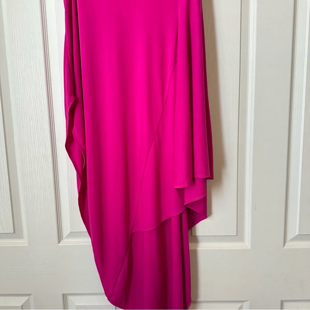 New Zara 2 Piece Fuchsia Pink Asymmetric Top and Draped Midi Skirt Small